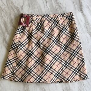 Burberry Plaid Mini Skirt with Burgundy Accent